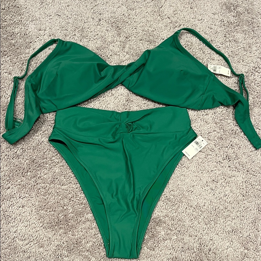 aerie Green Twist Front Bikini Set